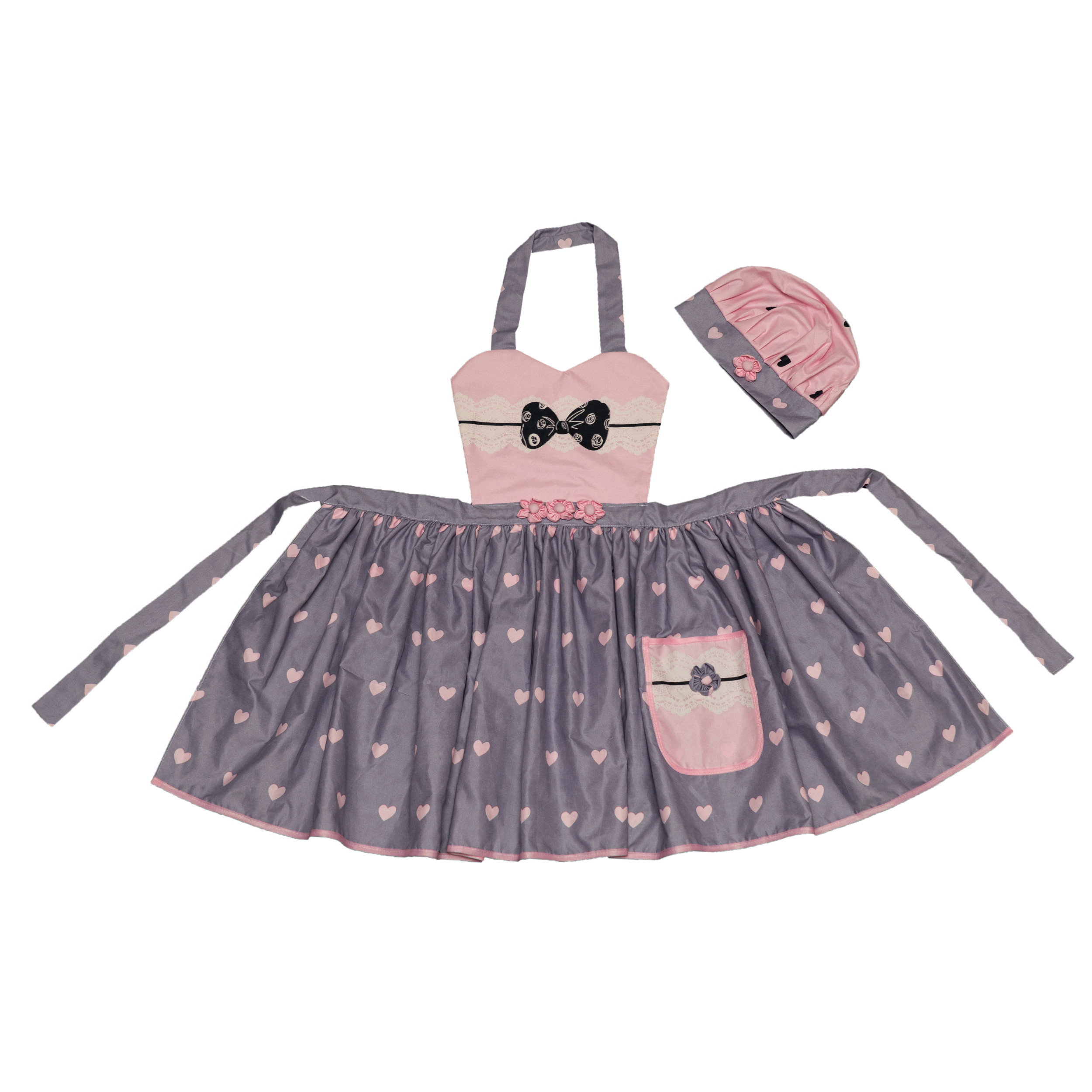 پیشبند آشپزخانه مدل پاپیون به همراه کلاه