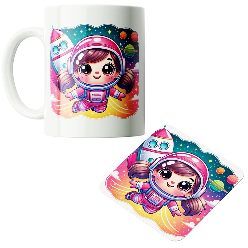 ماگ پاد آفرین مدل فضانورد سیاره منظومه شمسی موشک آدم فضایی کد PZ217 به همراه زیرلیوانی