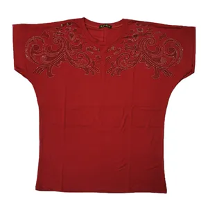 تی شرت آستین کوتاه زنانه مدل نگین دار کد RE4654