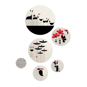 بشقاب دیوارکوب سفالی طرح آرت کد 71 مجموعه 6 عددی