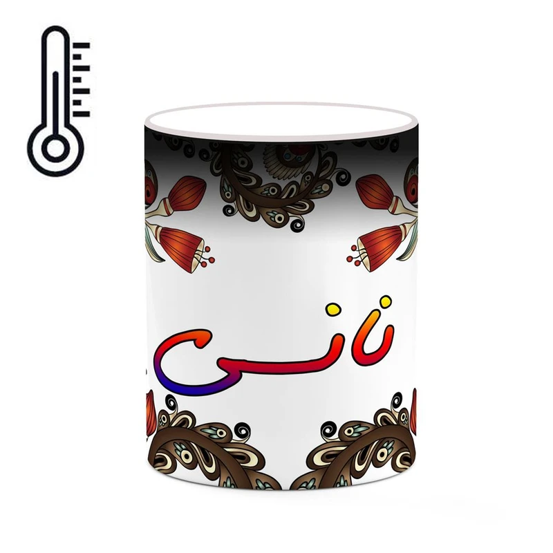 ماگ حرارتی کاکتی مدل اسم نانسی طرح سنتی گل و بته کد mgh47967