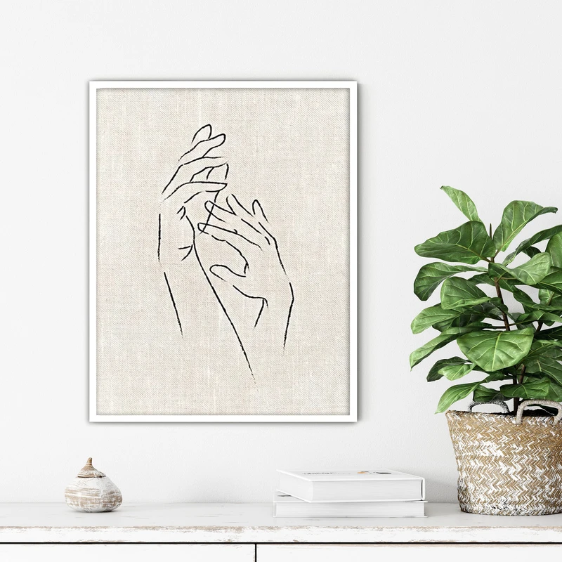 تابلو آتریسا طرح لاین آرت دست مدرن مدل ATFL18 فریم سفید