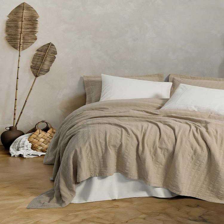 سرویس روتختی دو نفره 6 تکه کاتن باکس مدل Natura Vilo Bej Pike Takimi C.K سرویس روتختی دو نفره 6 تکه کاتن باکس مدل Natura Vilo Bej Pike Takimi C.K