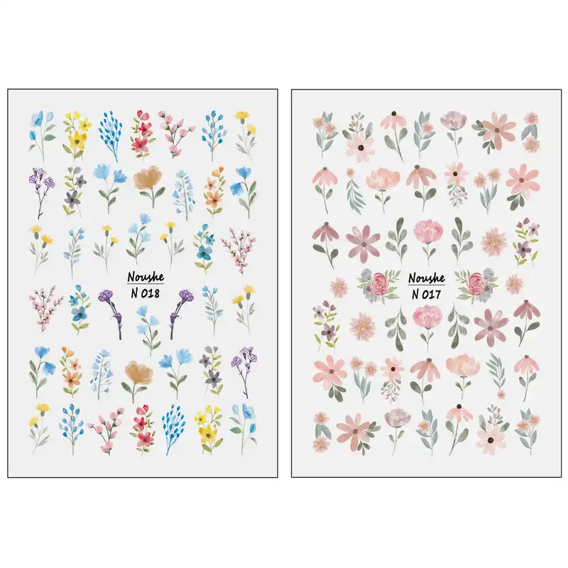 برچسب لنز ناخن مدل گل کد N017-N018 مجموعه 2 عددی