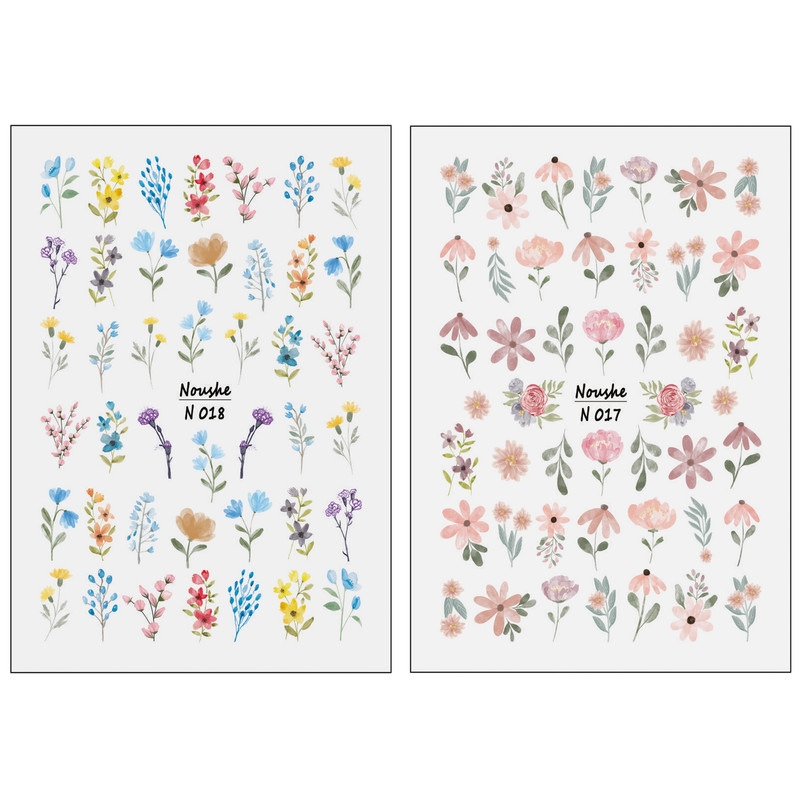 برچسب لنز ناخن مدل گل کد N017-N018 مجموعه 2 عددی