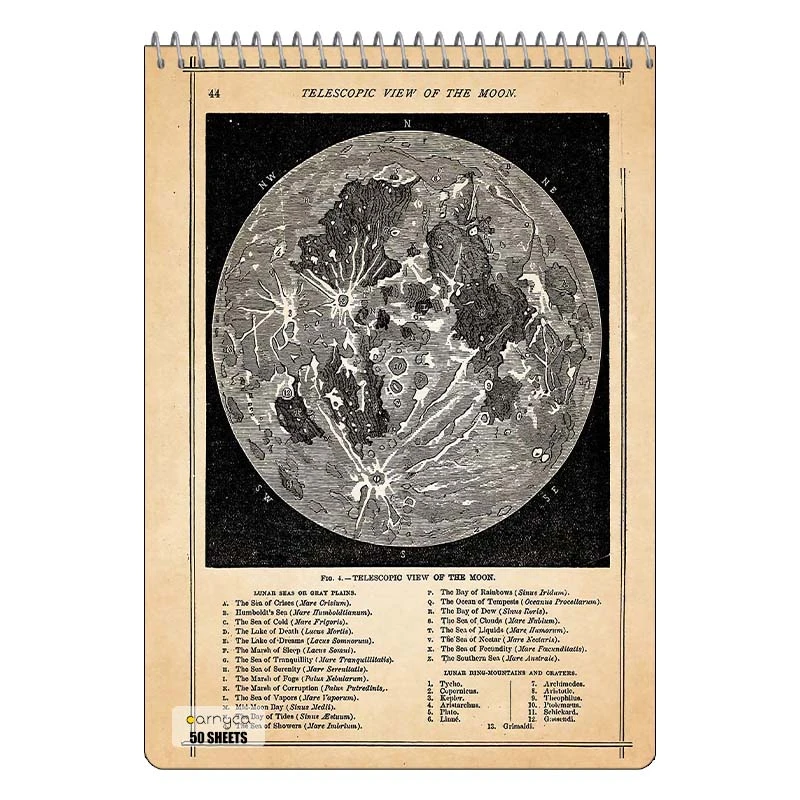 دفتر نقاشی 50 برگ سیمی کارنیکا طرح روزنامه وینتج ماه Vintage Newspaper Moon کد 35769