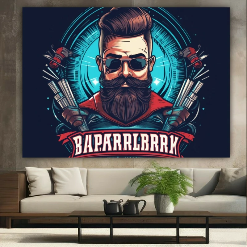 تابلو بوم طرح مخمل آرایشگاه مردانه مدل اصلاح صورت کد BK23849