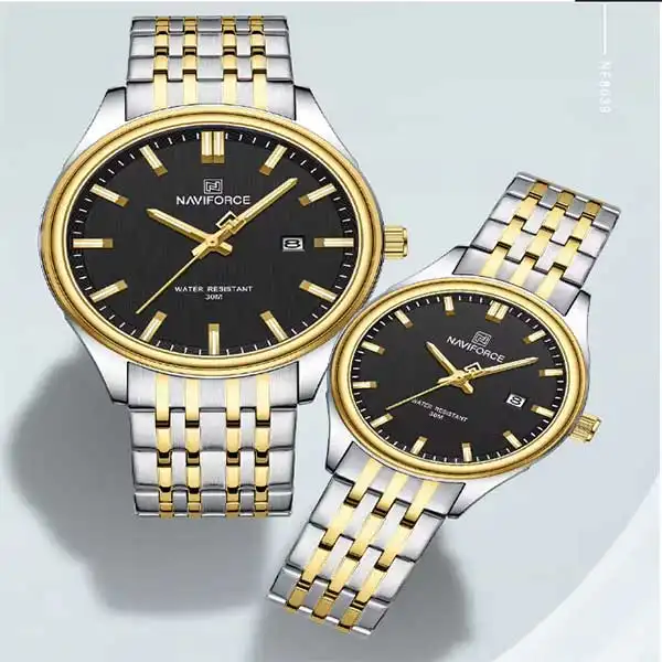 ست ساعت مچی عقربه ای زنانه و مردانه نیوی فورس مدل NF8039G S G B