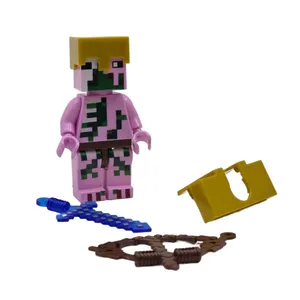 فیگور ناب سل مدل  ماینکرافت همراه با ابزار جنگ طرح MY WORLD کدNAAB 006 ارتفاع 9 سانتی متر