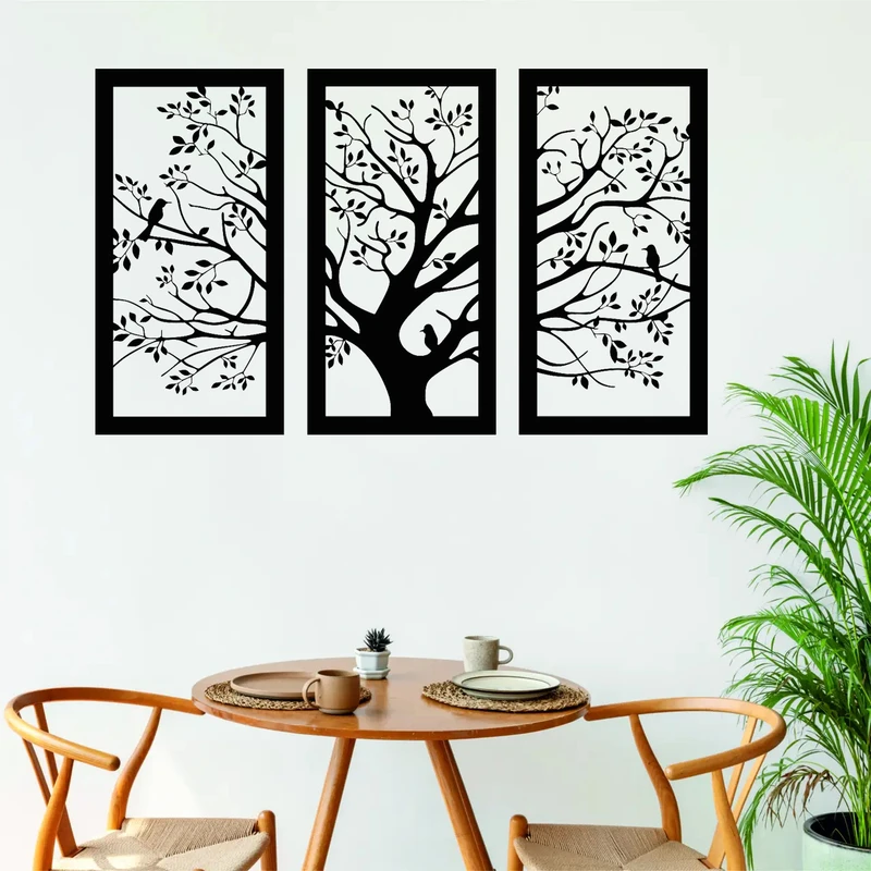 استیکر مدل چوبی درخت و پرنده کد T233 مجموعه 3 عددی