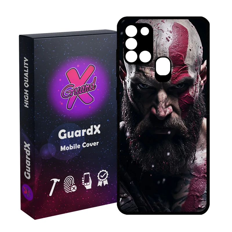 کاور گارد ایکس طرح God of War مدلGlass10737 مناسب برای گوشی موبایل سامسونگ Galaxy A21s