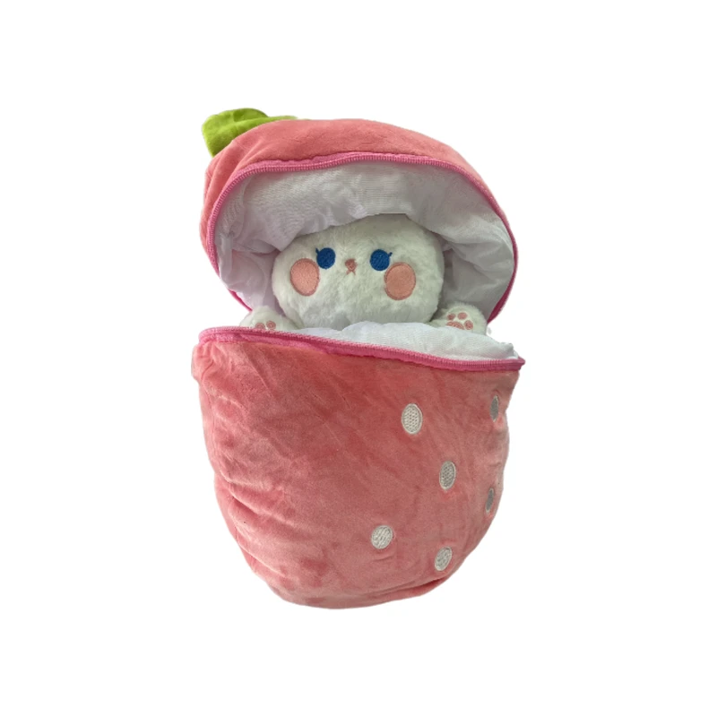 عروسک مدل خرگوش سورپرایزی طرح توت فرنگی ارتفاع 35 سانتی‌متر