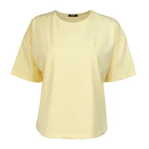 تی شرت آستین کوتاه زنانه جوتی جینز مدل سرشانه افتاده کد 1551286 رنگ زرد روشن
