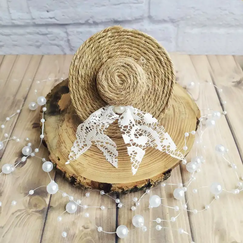 گیره مو زنانه مدل کاپ کلاه حصیری پاپیون توری