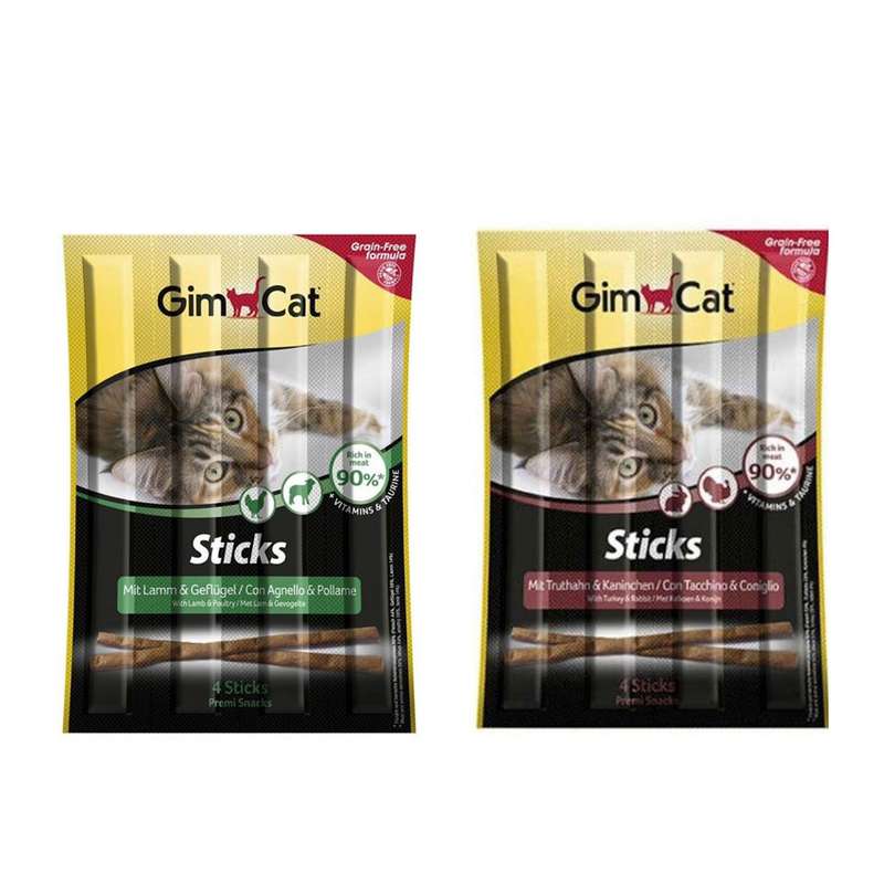 غذای تشویقی گربه جیم کت مدل مدادی بوقلمون و خرگوش، بره و پرندگان وزن 50 گرم 2 بسته 5 عددی