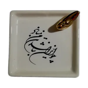بشقاب طرح سیاه مشق تک پرنده کد B16