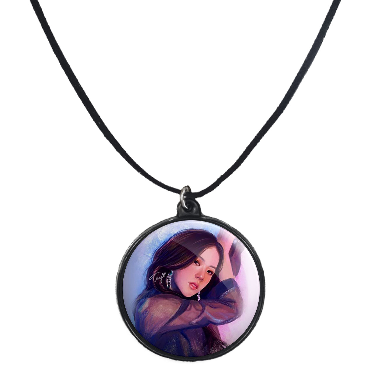 گردنبند پرمانه طرح بلک پینک کد pmb.6969 مدل دو طرفه