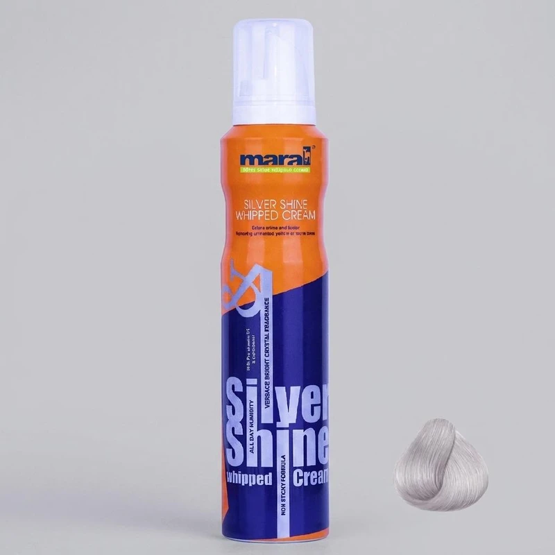 فوم خنثی کننده زردی موهای دکلره مارال مدل silver shine حجم 200 میلی لیتر رنگ دودی نقره ای