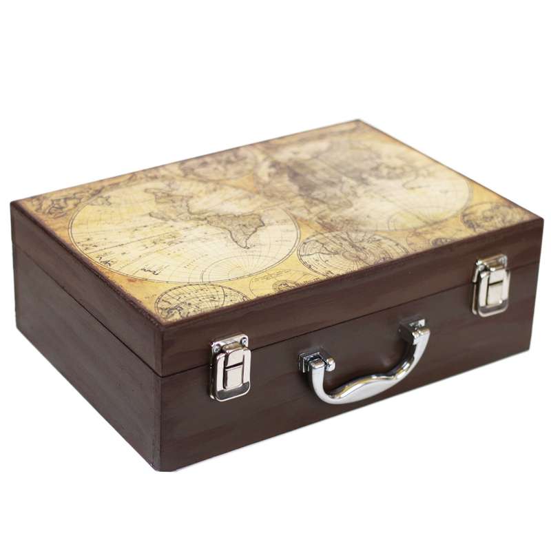 جعبه هدیه طرح چمدان مدل نقشه جهان کد H10