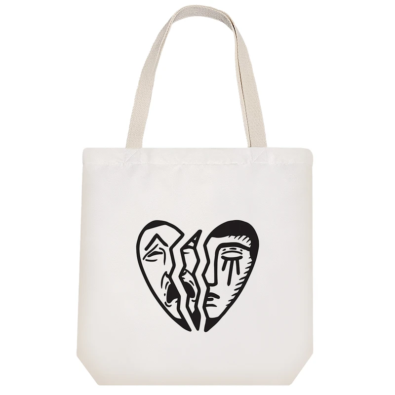 ساک خرید پارچه ای خندالو طرح قلب شکسته مدل توت بگ کد 7008