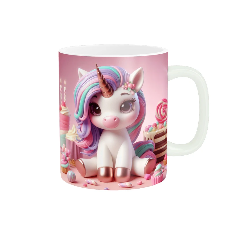 ماگ پاد آفرين طرح اسب تک شاخ مدل کيک تولد کد 1153