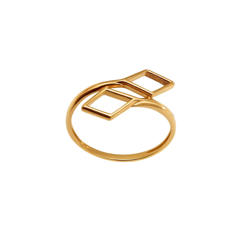 انگشتر طلا 18 عیار زنانه زرلاین مدل مینیمال دو لوزی کد R-200116 سایز 57