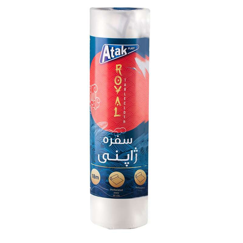 سفره یکبار مصرف اتک پلاست مدل ژاپنی طرح گل سرخ رول 18 متری