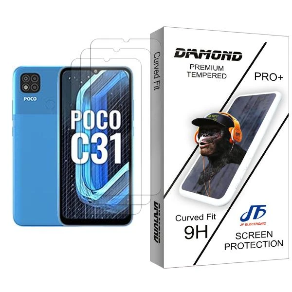 محافظ صفحه نمایش جی اف مدل Diamond Glass MIX003 مناسب برای گوشی موبایل شیائومی Poco C31 بسته سه عددی