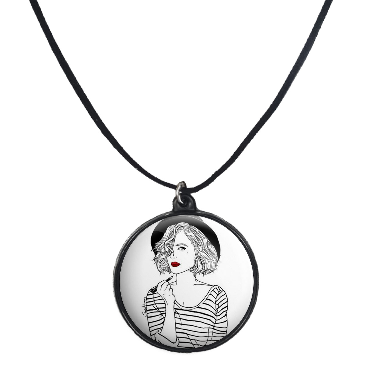 گردنبند پرمانه طرح دخترونه کد pmb.4532 مدل دو طرفه