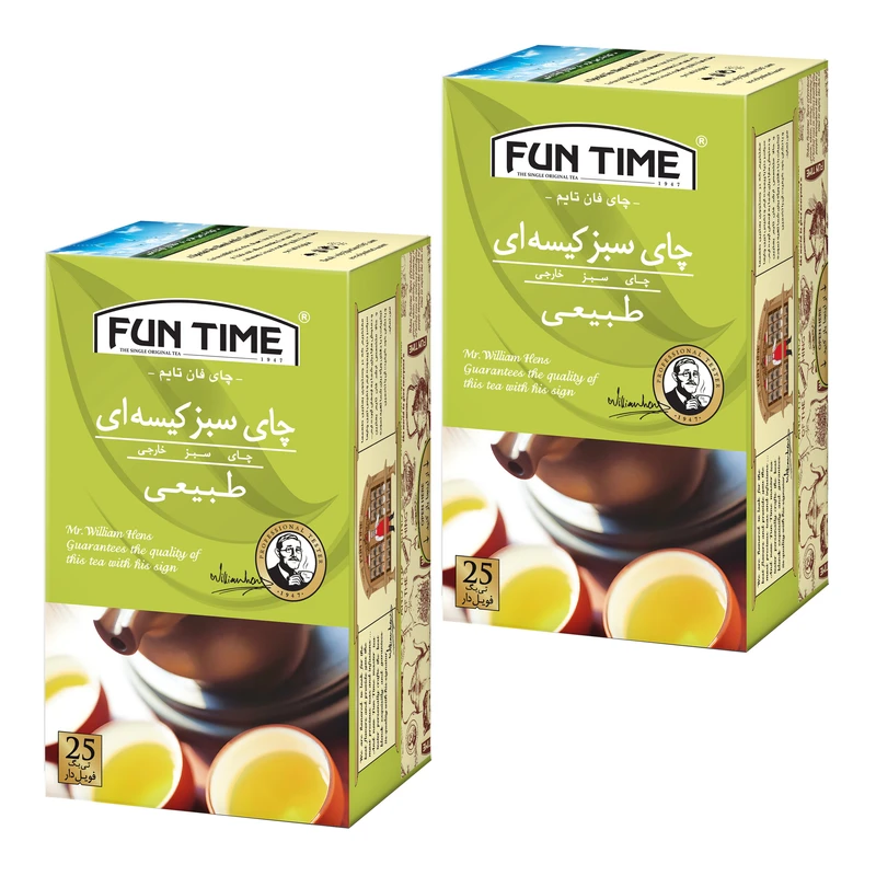 چای سبز کیسه ای فان تایم دو بسته 25 عددی