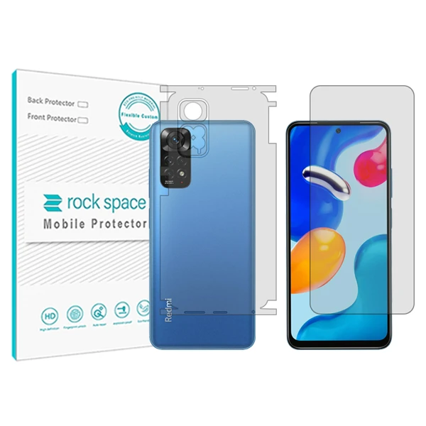محافظ صفحه نمایش شفاف راک اسپیس مدل HyGEL مناسب برای گوشی موبایل شیائومی Redmi Note 11 International به همراه محافظ پشت