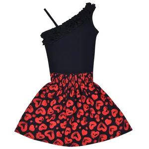 ست تاپ و دامن دخترانه دل آویز مدل T384