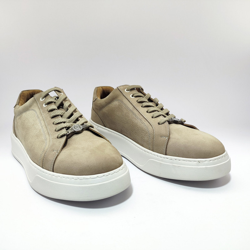 کفش روزمره زنانه کرمانی مدل چرم دستدوز طبیعی کد 510 رنگ خاکی