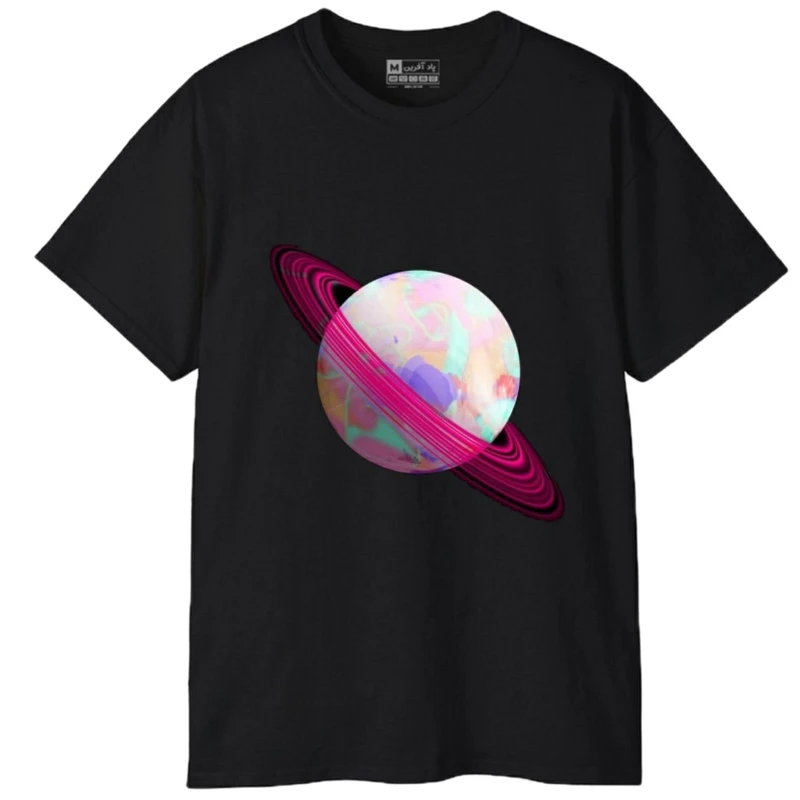 تی شرت آستین کوتاه مردانه پاد آفرین مدل سیاره زحل کهکشان کد 168