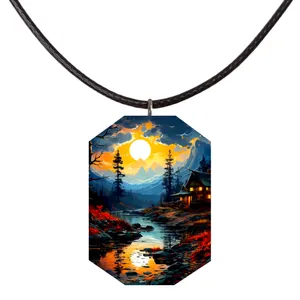 گردنبند مدل رزینی شب تاب منظره A1