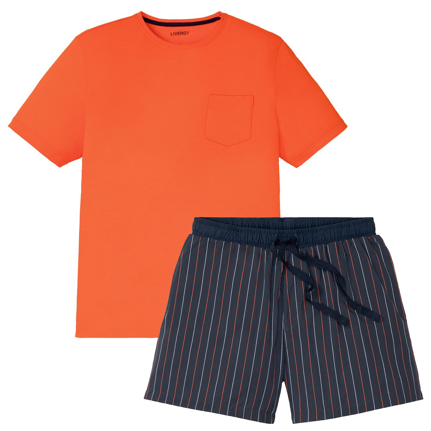 ست تی شرت و شلوارک مردانه لیورجی مدل دریم کد Lux2022 رنگ نارنجی