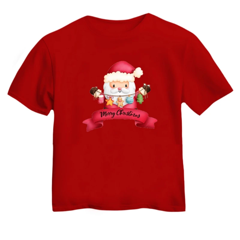 تی شرت آستین کوتاه بچگانه مدل بابانوئل کریسمس کد 16