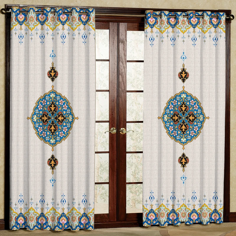 پرده طرح ترنج مدل مخمل پانچی کد 4197 W سایز 140x200 سانتی متر