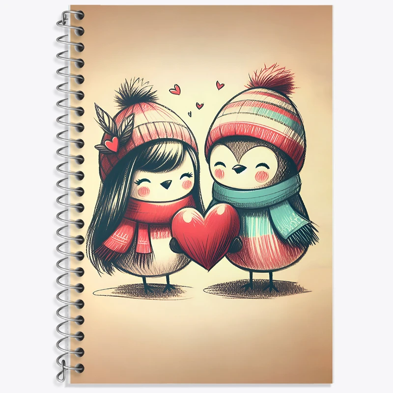 دفتر زبان 50 برگ خندالو مدل سه خط طرح پنگوئن های عاشق کد F7109