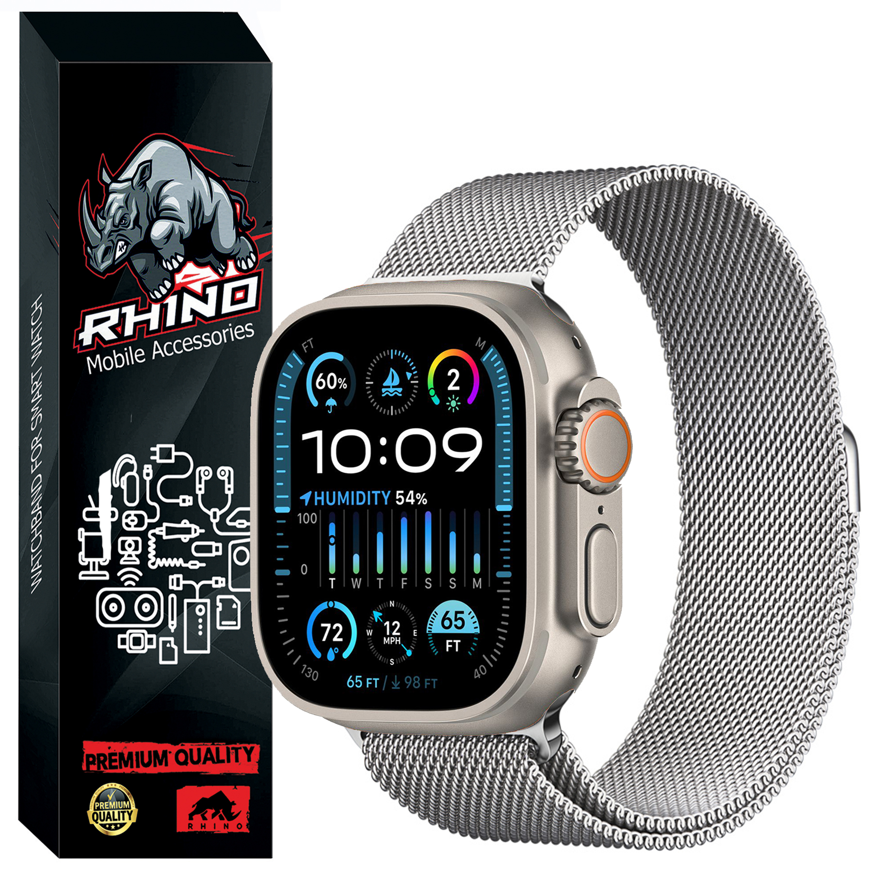بند راینو مدل Milanese مناسب برای اپل واچ الترا Watch Ultra 2