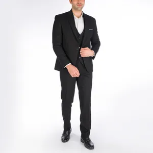 ست کت و شلوار و جلیقه مردانه مدل اسلیم فیت بزیاق رنگ مشکی