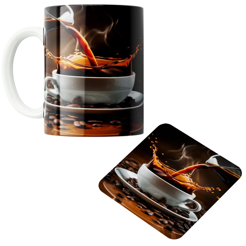 ماگ پاد آفرین مدل فنجان قهوه کد 02 به همراه زیر لیوانی