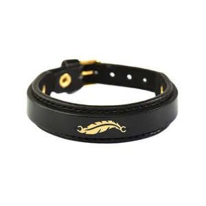 دستبند طلا 18 عیار مردانه فرشته طرح پر کد UBCHL0010-0019