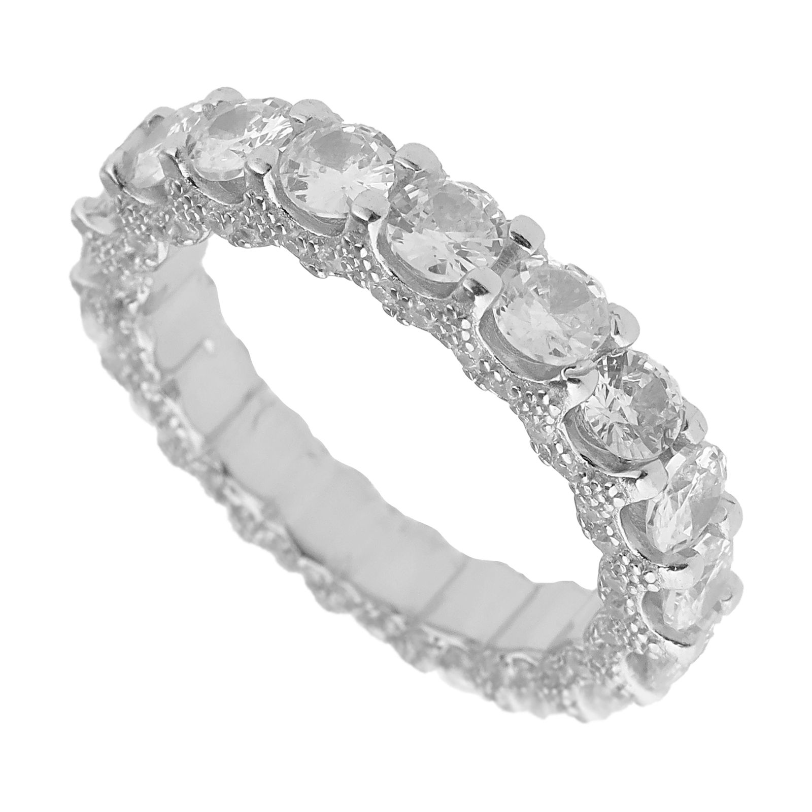 انگشتر نقره زنانه سواروسکی مدل حلقه جواهری تمام سنگ خاص کد 7896331 -  - 1