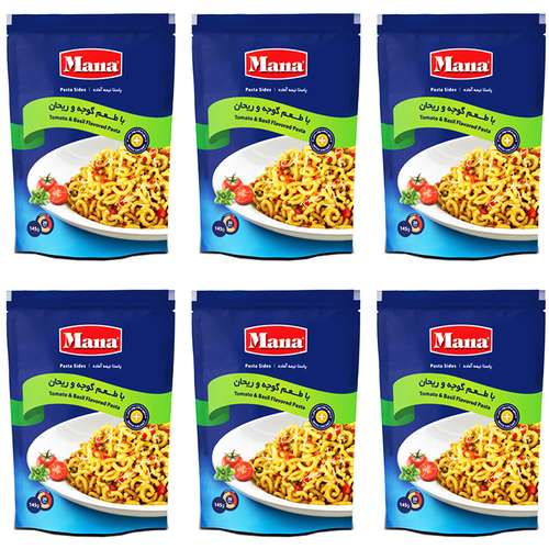 پاستا نیمه آماده با طعم گوجه و ریحان مانا - 145 گرم بسته 6 عددی