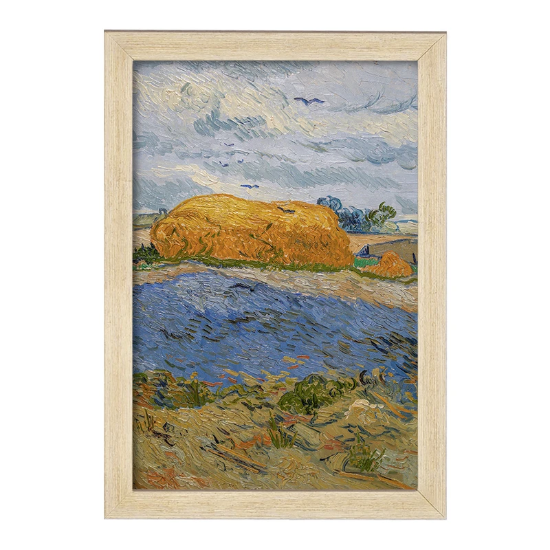 تابلو خندالو مدل انبار کاه زیر آسمان بارانی ونسان ونگوگ (Van Gogh) کد 36791