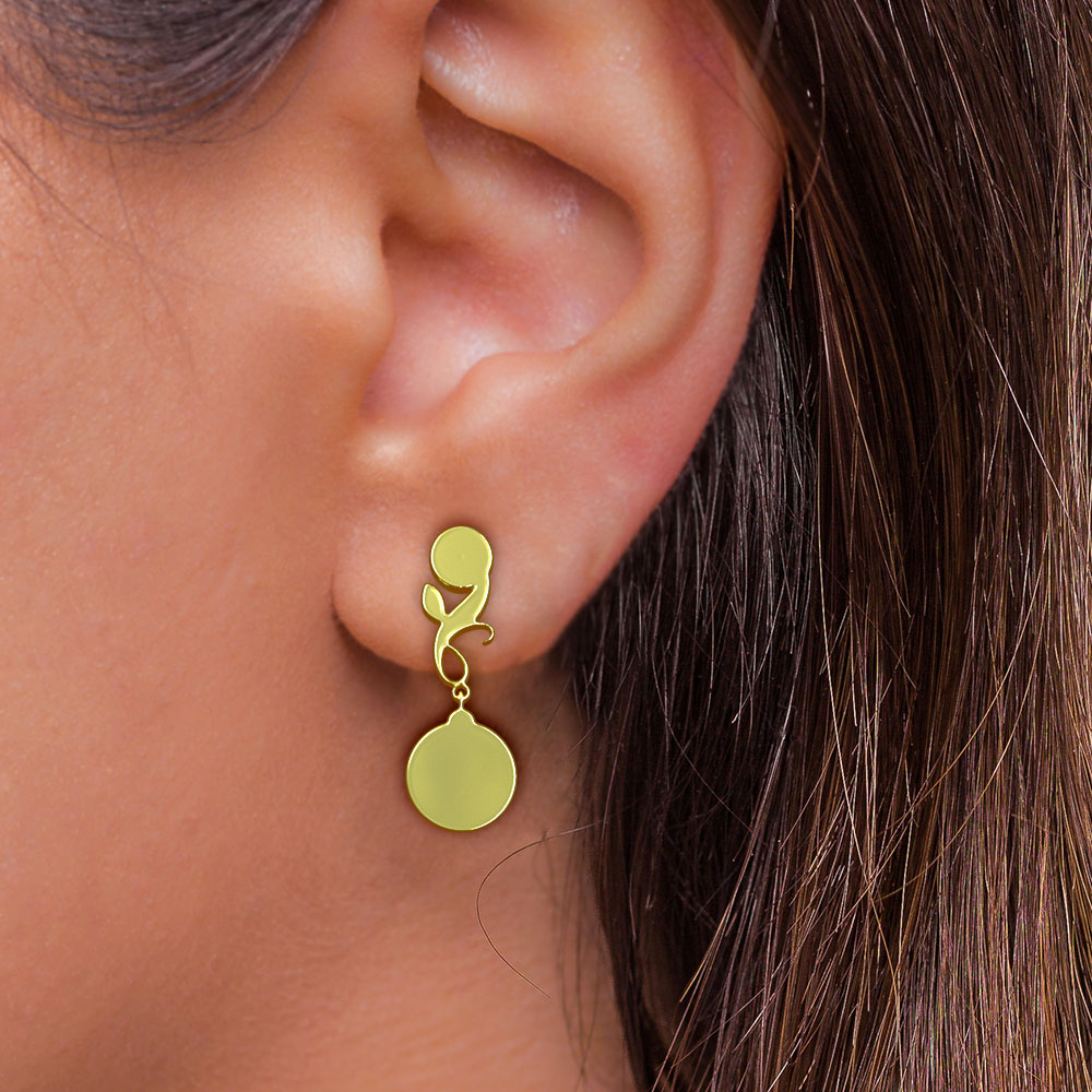 گوشواره طلا 18 عیار زنانه مدوپد مدل هندسی کد GA1-10081