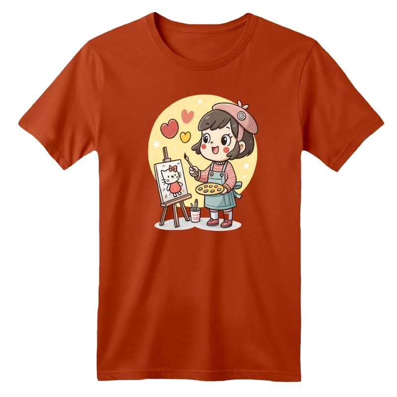 تی شرت آستین کوتاه بچگانه مدل دخترک نقاش