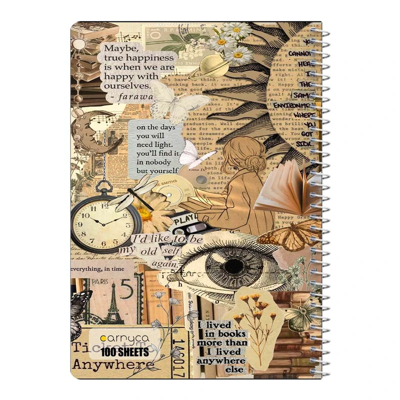 دفتر شطرنجی 100 برگ سیمی کارنیکا طرح وینتج اسکرپ بوک Vintage Scrapbook کد 65123
