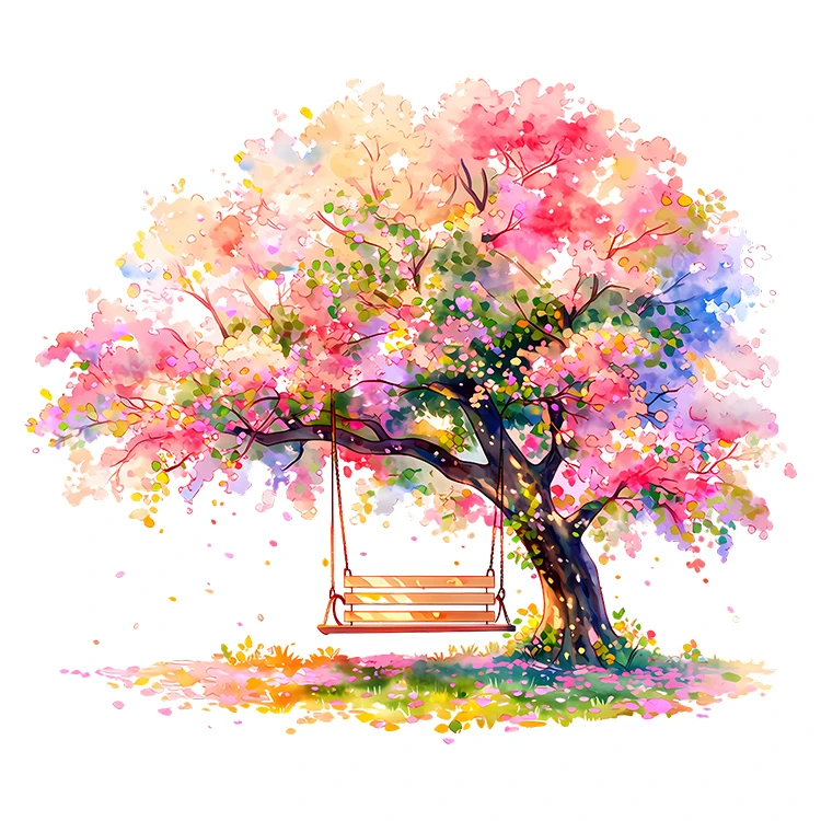 استیکر پارچه و لباس پاد آفرین مدل منظره بهار درخت کد S8920 